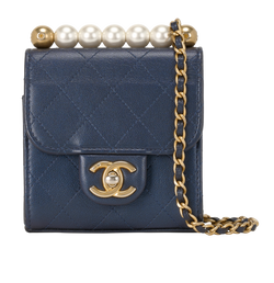 Mini Chic Pearls Flap, Leather, Blue, 29320226(2019), DB, 2*